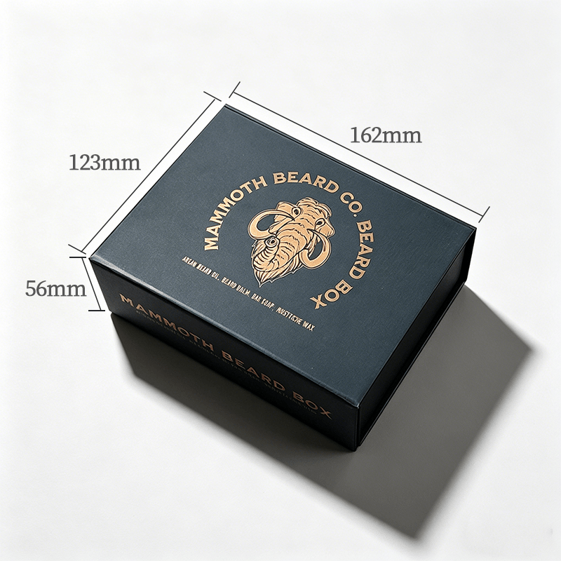 Black Folding Magnetic Gift Box with Gold Foil Logo