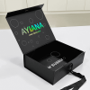 Black folding rigid box with custom logo and premium packaging design