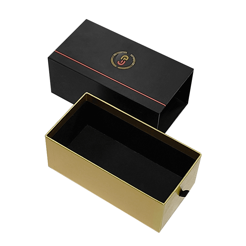 Black Sliding Drawer Box with Custom Logo Design