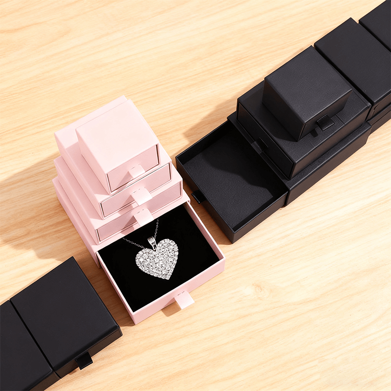 Black luxury drawer jewelry box with premium paper packaging design