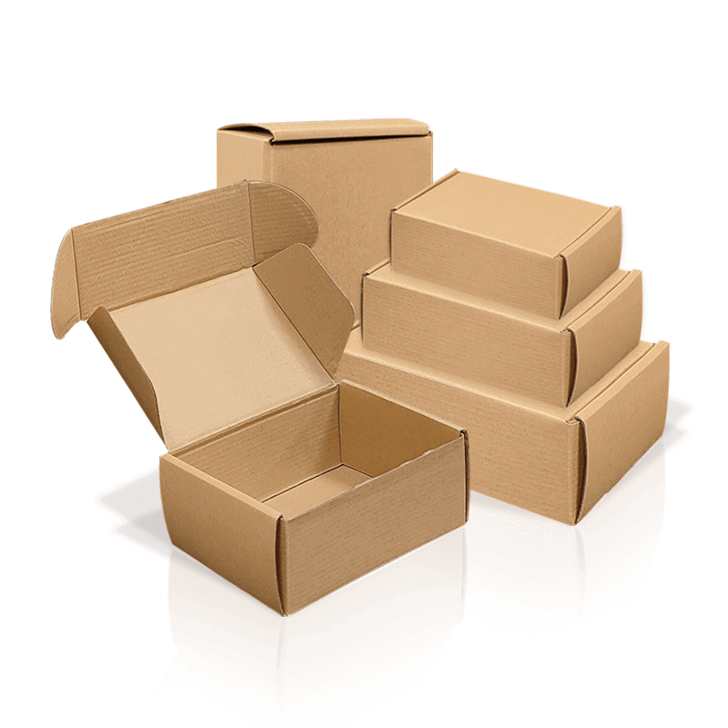 Stacked Kraft Corrugated Mailer Boxes with Custom Size Design