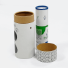 Cylinder Gift Box white with gold rim lid removed showing interior