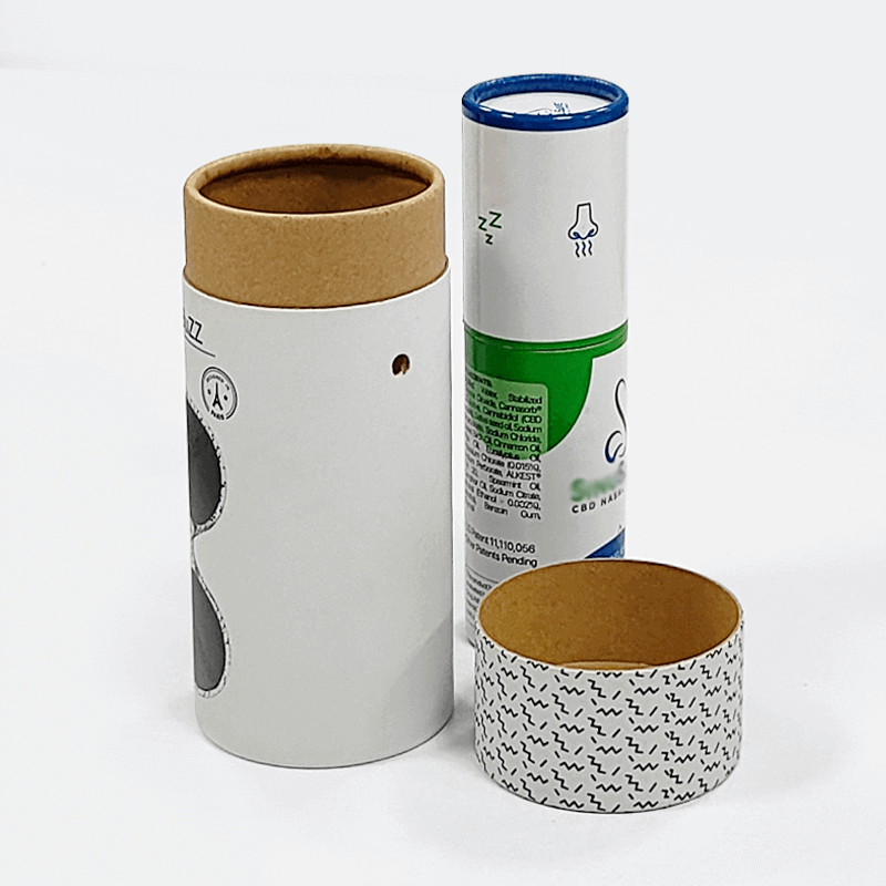 Cylinder Gift Box white with gold rim lid removed showing interior