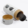 Cylinder Gift Box white with gold rim lid removed showing interior