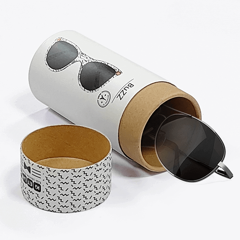 Cylinder Gift Box white with gold rim lid removed showing interior