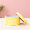 Candy Cylinder Gift Box yellow with polka dot lid removed showing interior