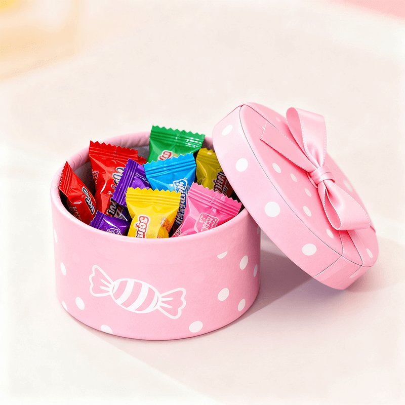 Candy Cylinder Gift Box pink with bow decoration