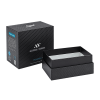 Black Two Piece Rigid Box closed front view with gold logo