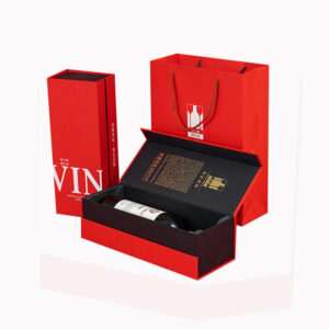 Magnetic Wine Box red with black interior and gold foil logo