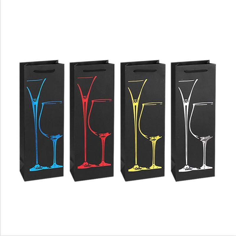Wine Carrier Box with red pattern and two wine bottles