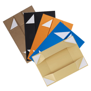 Custom folding box flat pack design with grey and color variations